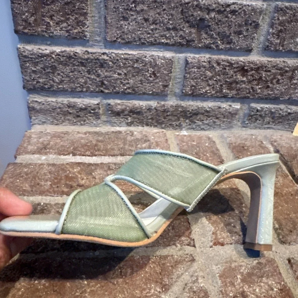 Dolce Vita Womens Sandals Green Mesh Open-Toe Slide Square Toe Size 6 #498
